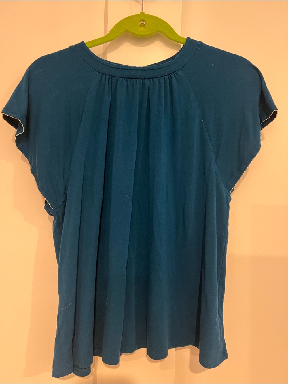 Apt. 9 Teal Pleated Short Sleeve Top l M